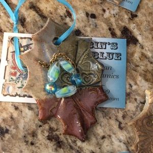 Lot of 4 Christmas ornaments pottery USA NWT pendants